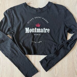 Black Long Sleeve Tshirt Crop Top XS